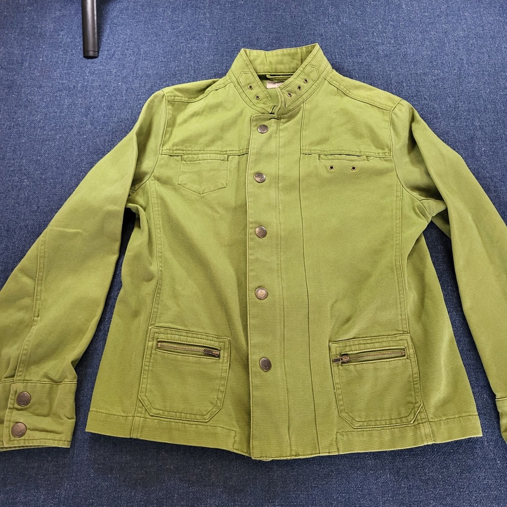 i.e. Relaxed Petite Large Lime Green Cotton Canvas Utility Military Jacket PL